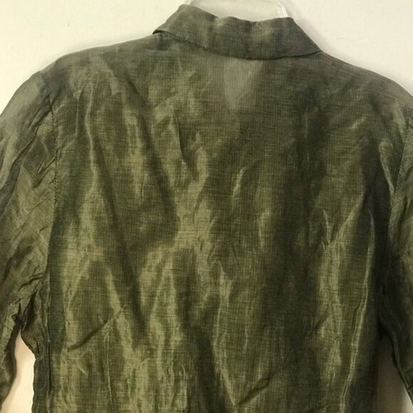 Olsen Y2K NEW Long Duster Tunic Shirt Crinkled Cotton Jacket Minimalist Button 8 - Picture 5 of 16